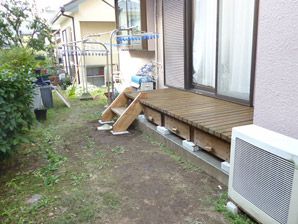 引出収納付ウッドデッキ